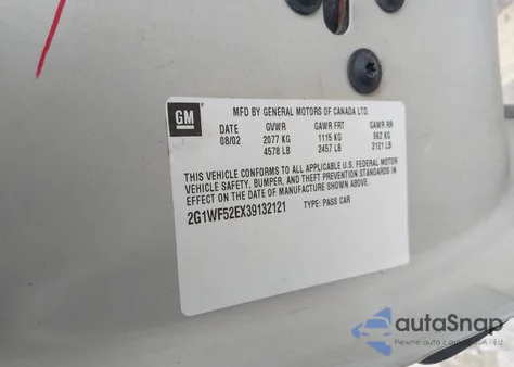 2003 Chevrolet Impala z USA, uszkodzony, nr VIN 2G1WF52EX39132121